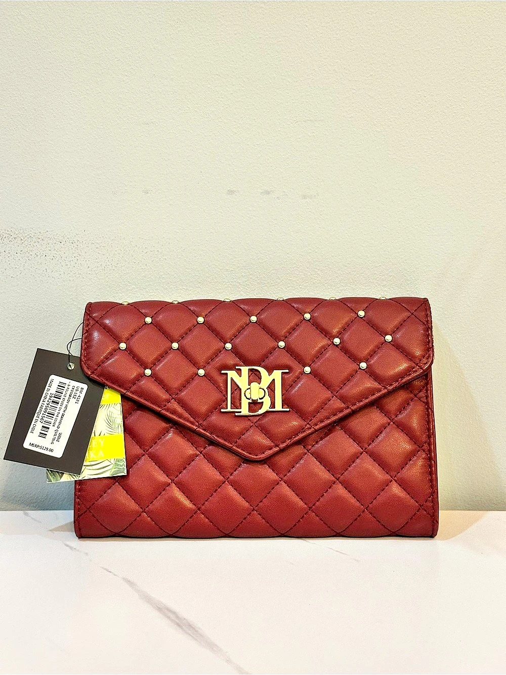Badgley Mischka Quilted Studded Diamond Quilting & Round Studs on the Cover Quil